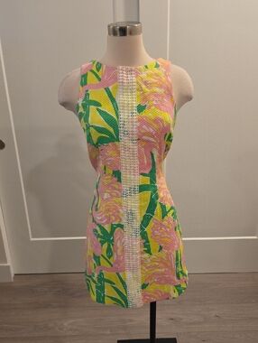 Lilly Pulitzer 20th anniversary Pink&Green Classic Floral shift dress. Size 10